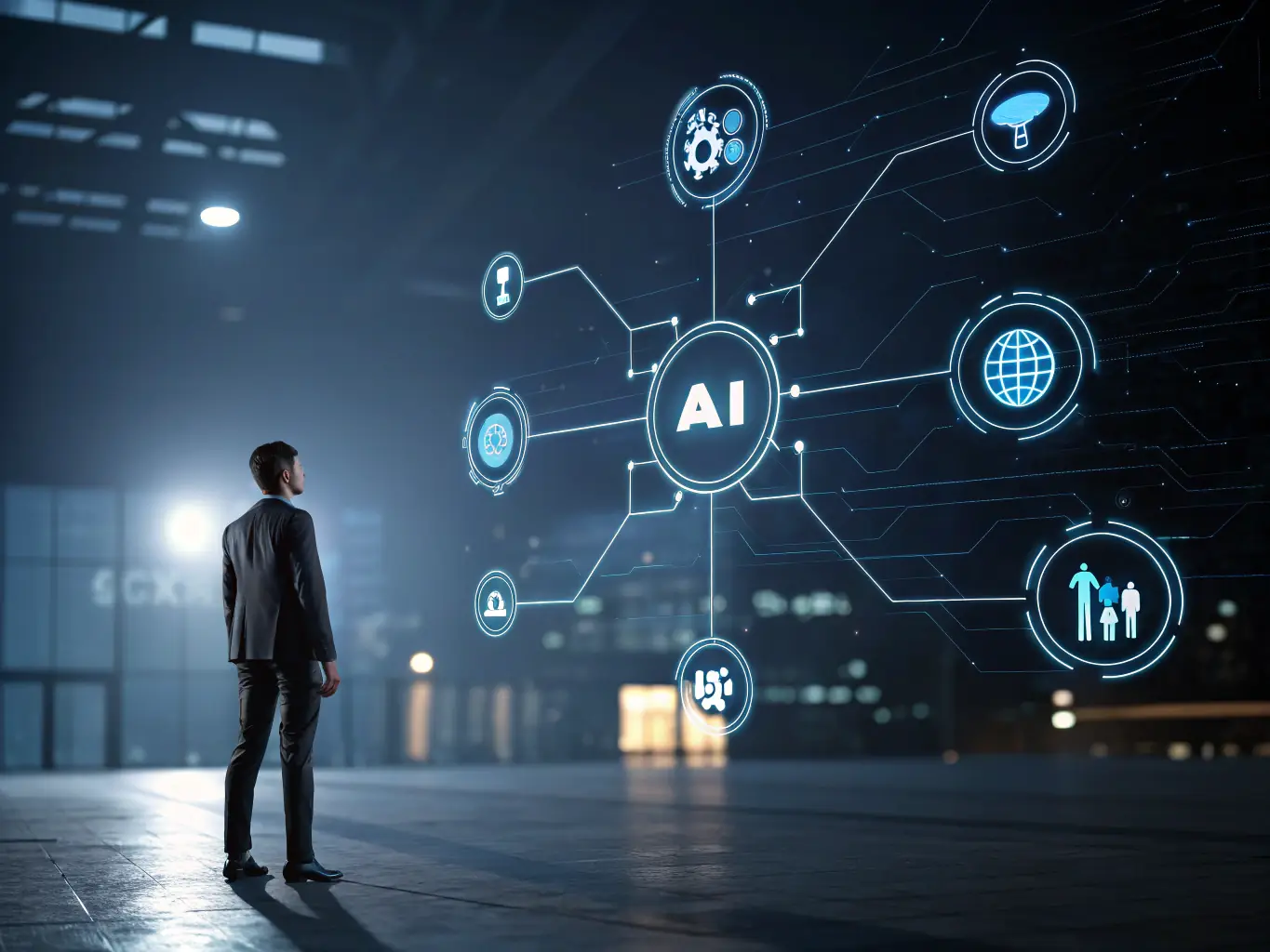 A dynamic graphic showing an AI assistant seamlessly managing leads across various digital platforms, such as email, social media, and CRM systems, highlighting the efficiency and integration capabilities of Alpha Appointments.